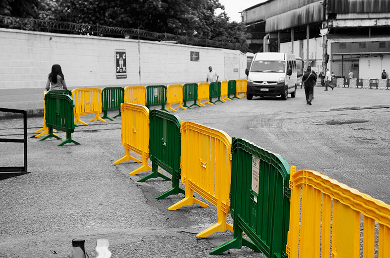 plastic pedestrian barricades