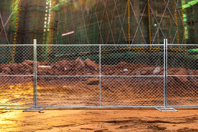 Chain link fence being used in a construction job site